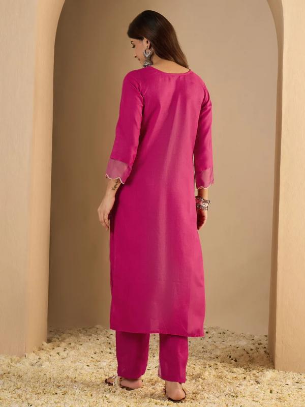 VP 9863 R Riwaayat Rani pink Women Cotton Blend Kurta Pant Set
